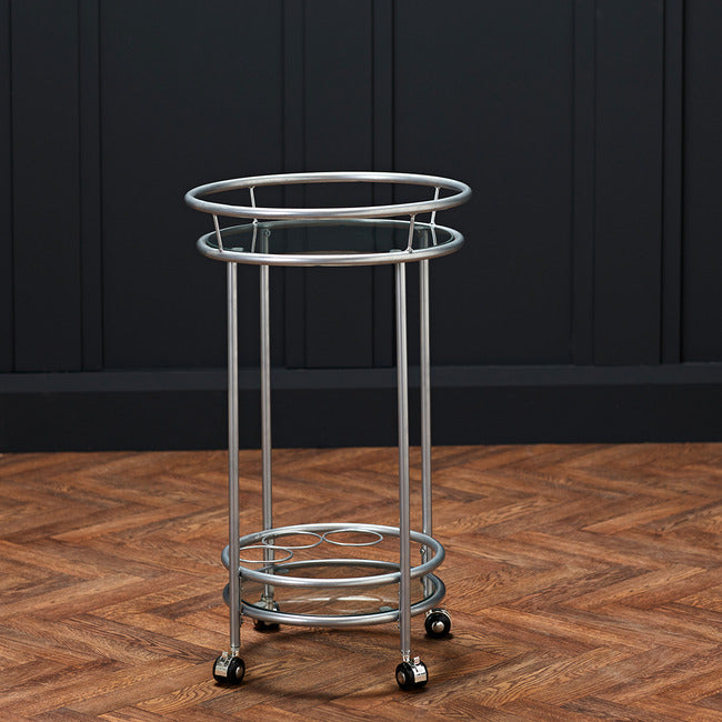Collins Glass Drinks Trolley Finish with Sleek 1920s Style & Handy Wheels