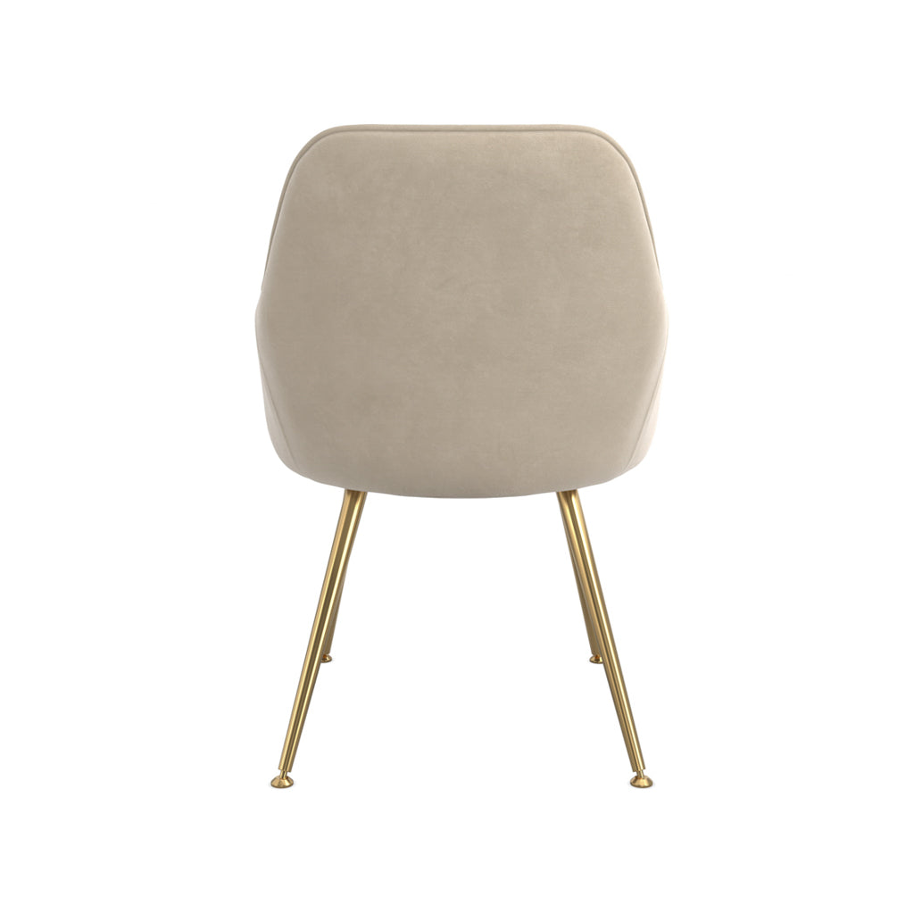 Tara Dining Chair In Light Fawn Colour Velvet Fabric With Metal Legs Set of 2