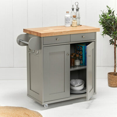 PORTLAND GREY ROLLING KITCHEN ISLAND BRAND NEW FREE DELIVERY