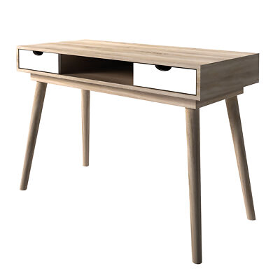 Scandi Oak Desk with White Drawers - Retro Charm Meets Practical Storage