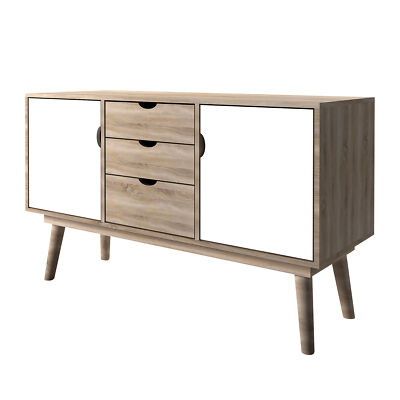 Scandi Oak & White 2-Door Sideboard - Retro Elegance with Smart Storage