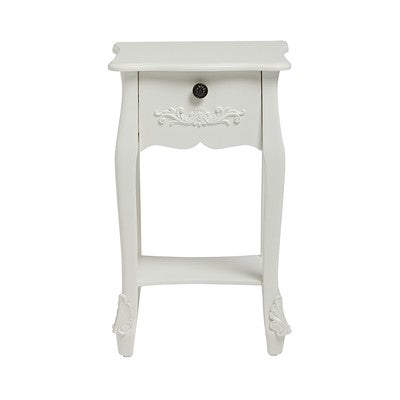 Antoinette 1-Drawer Night Stand Antique White Finish with Ornate French-Inspired