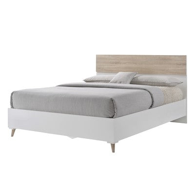 Stockholm 5.0 Kingsize Bed White & Oak Finish with Sleek Retro Design