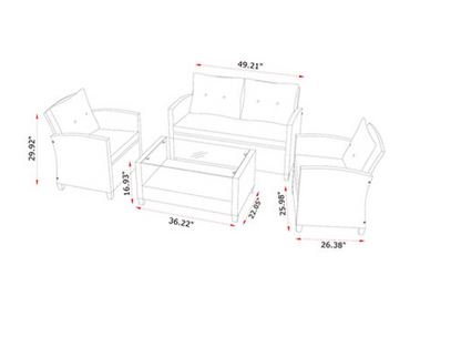 Rattan Garden Furniture Conservatory Sofa Seat Armchair Table Set