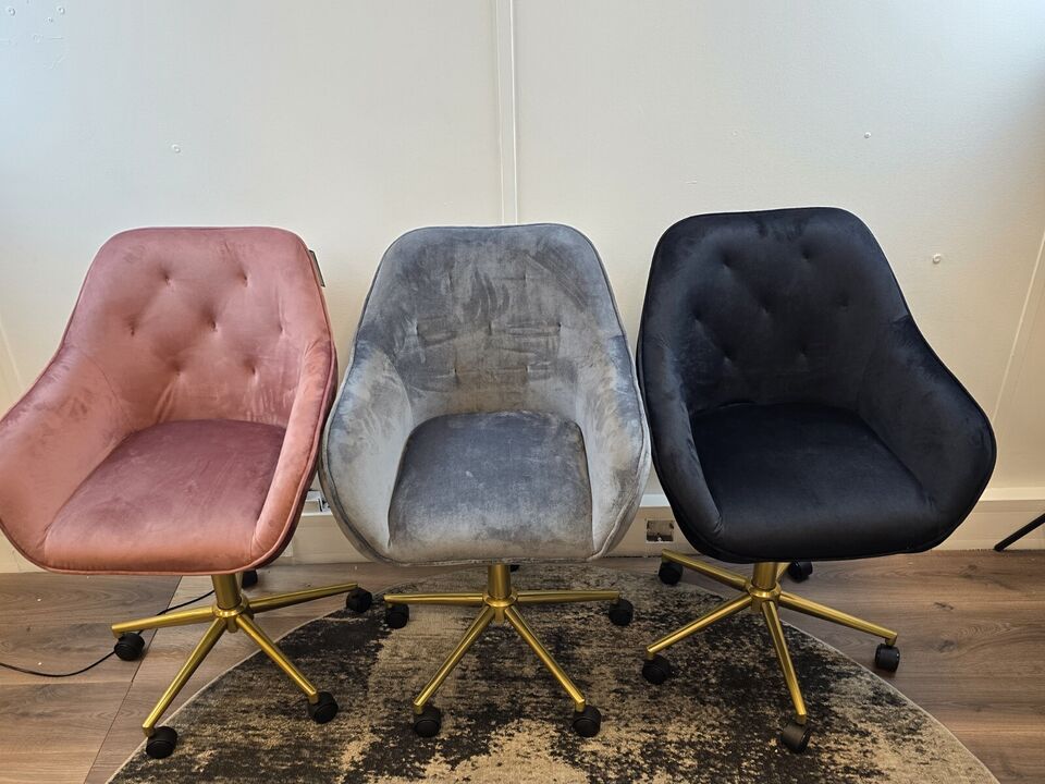 DARWIN VELVET OFFICE CHAIR IN PINK, BLACK & GREY BRAND NEW FREE DELIVERY