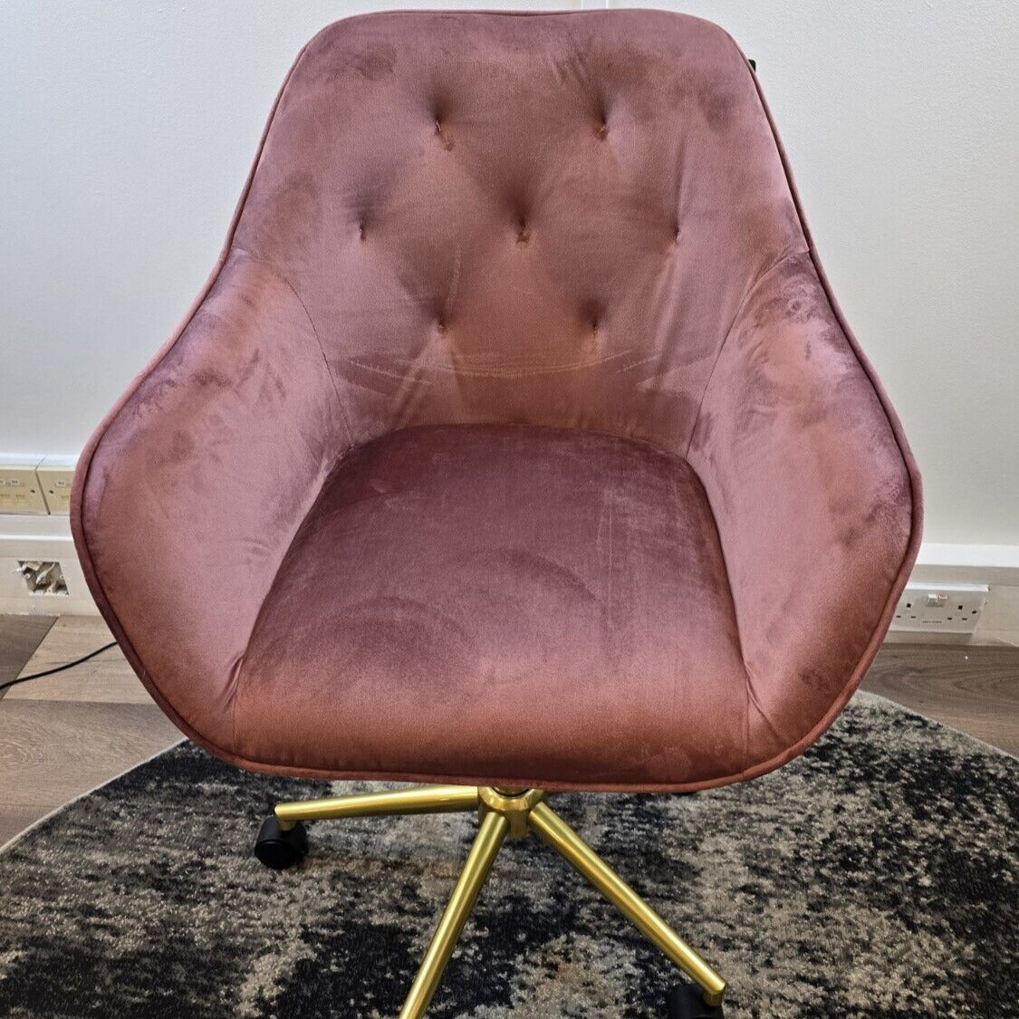 DARWIN VELVET OFFICE CHAIR IN PINK, BLACK & GREY BRAND NEW FREE DELIVERY