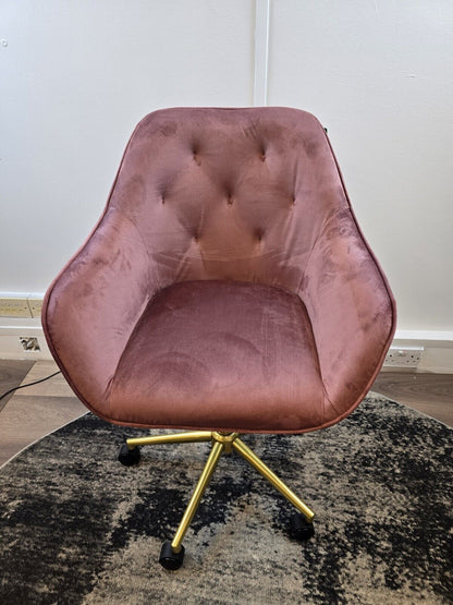 DARWIN VELVET OFFICE CHAIR IN PINK, BLACK & GREY BRAND NEW FREE DELIVERY