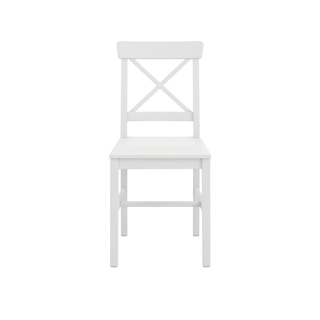 Crawford White 4 Seater Dining Table - Sturdy Design with Satin X-Back Chairs