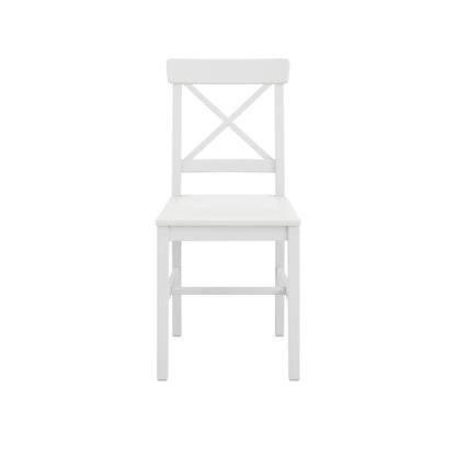 Crawford White 4 Seater Dining Table - Sturdy Design with Satin X-Back Chairs