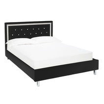 Crystalle  Faux Leather Bed with Diamanté Trim Available In Black, White or Grey