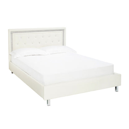 Crystalle  Faux Leather Bed with Diamanté Trim Available In Black, White or Grey