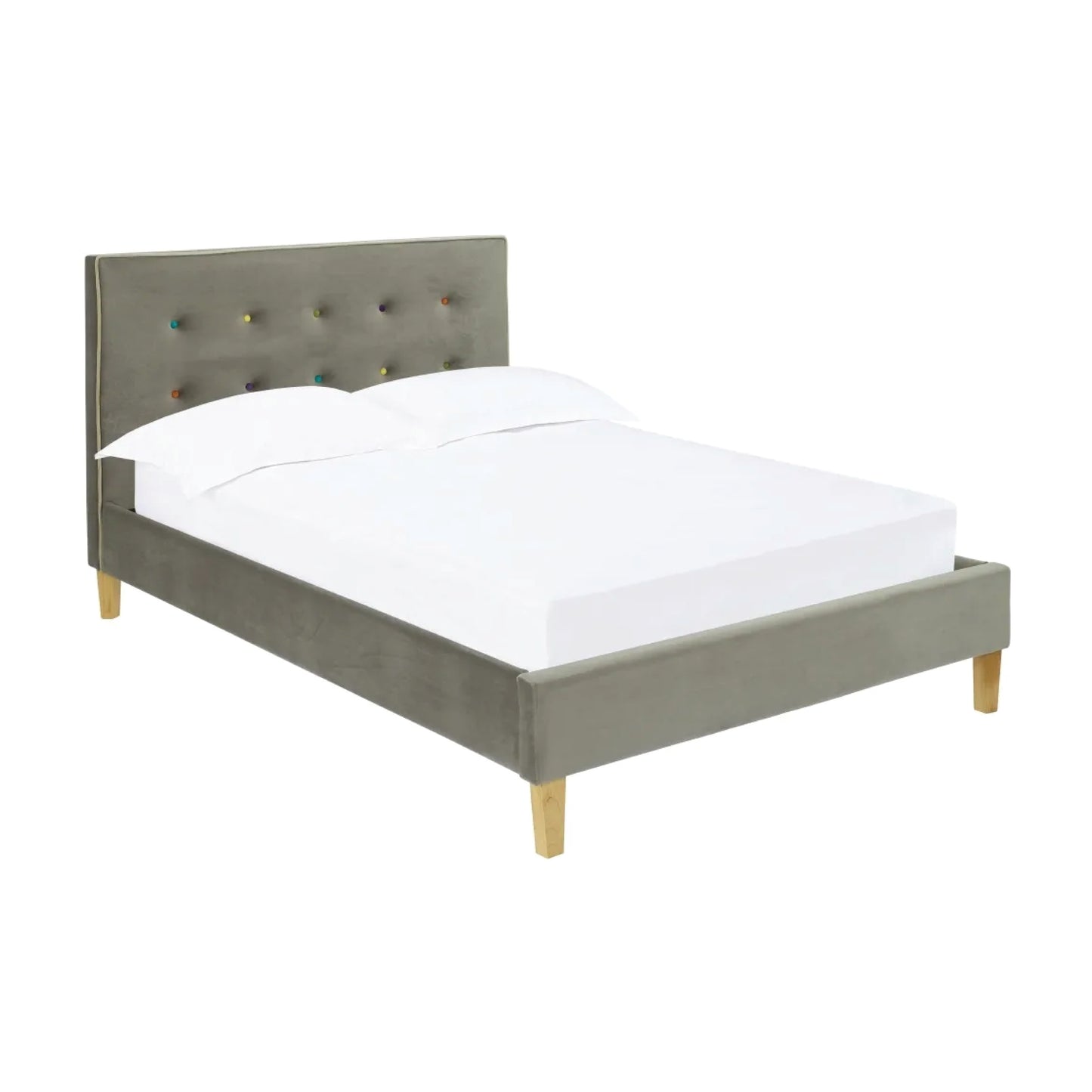 Camden Grey Buttoned Upholstered Bed Available in Single & Double