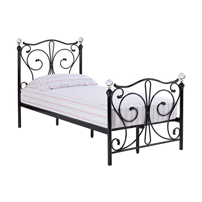 Florence Crystal Finial Metal Bed Available in Single, Double or King