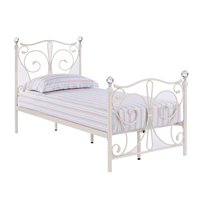 Florence Crystal Finial Metal Bed Available in Single, Double or King