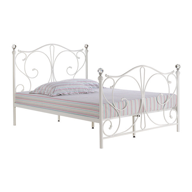 Florence Crystal Finial Metal Bed Available in Single, Double or King