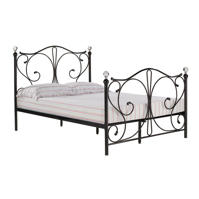 Florence Crystal Finial Metal Bed Available in Single, Double or King