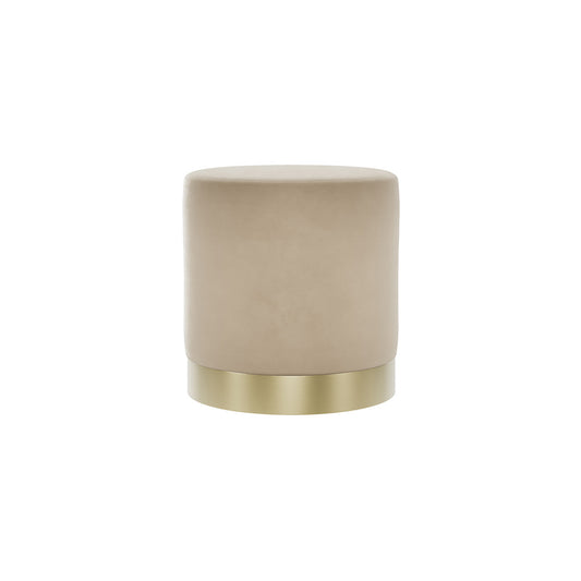 Lara Pouffe Beige Velvet / Brushed Gold Small 