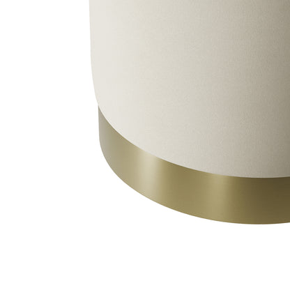 Lara Cream Velvet Pouffe - Small Multipurpose Design with Brushed Gold Base