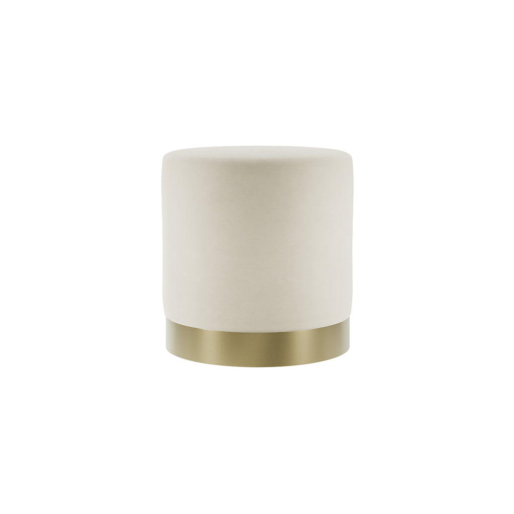 Lara Pouffe Cream Velvet / Brushed Gold Small 