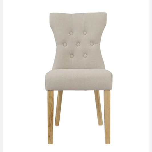 Naples Linen Dining Chairs With Wooden Legs (Pack of 2)