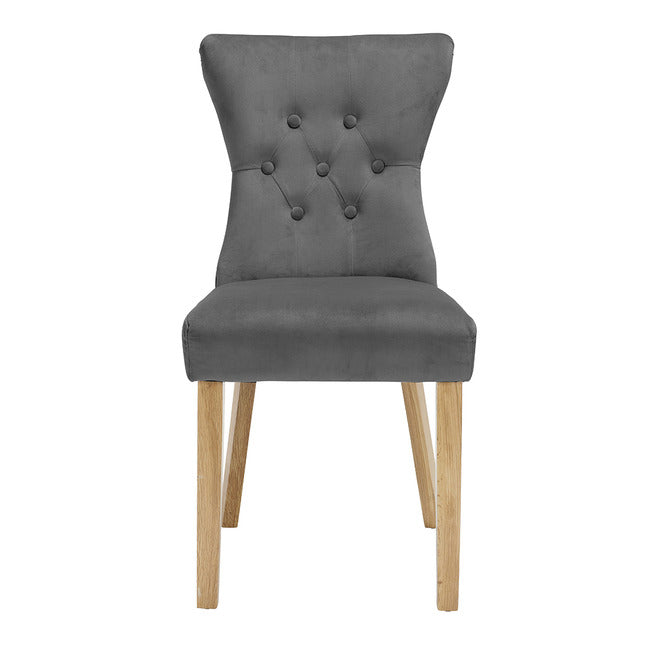 Naples Linen Dining Chairs With Wooden Legs (Pack of 2)