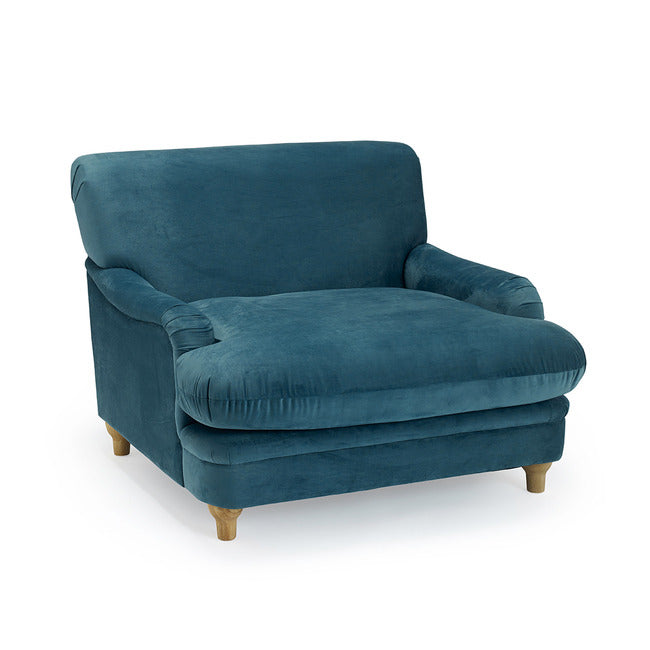 Plumpton Oversized Velvet Loveseat/ Snuggle Chair available in 3 colours