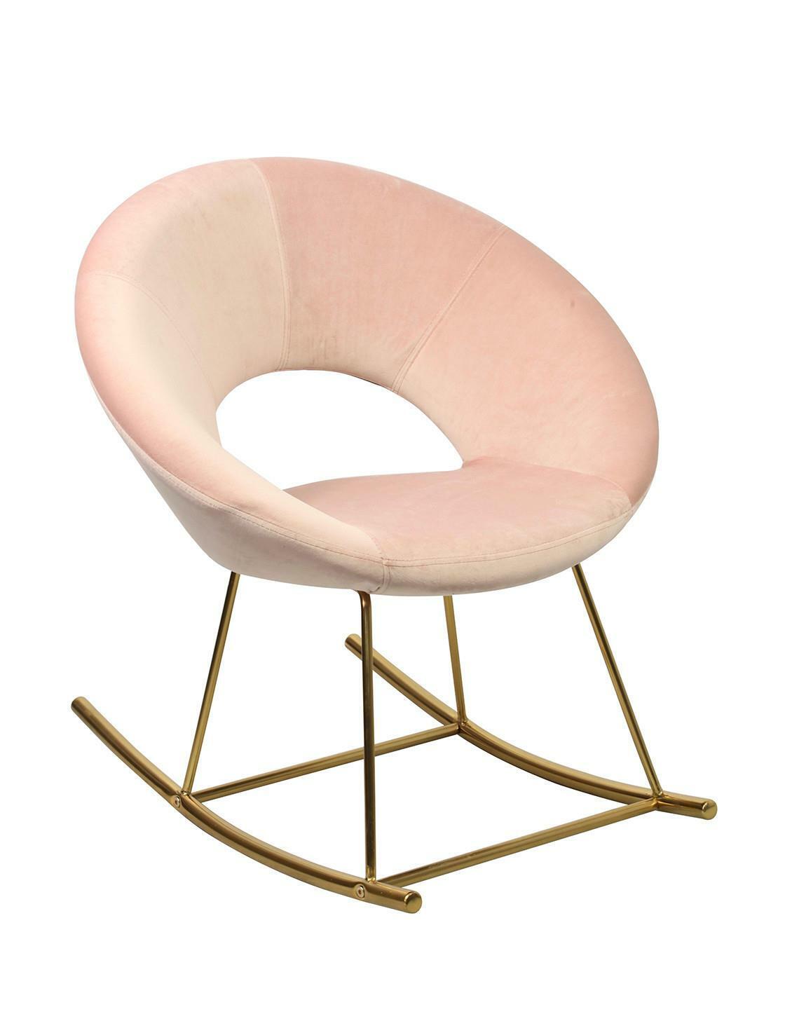 Stella Vintage Pink Rocking Chair - Luxe Velvet Comfort with Chic Gold Legs