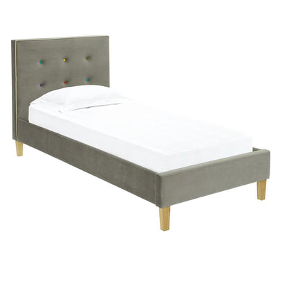 Camden Grey Buttoned Upholstered Bed Available in Single & Double