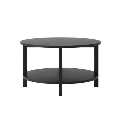 Westbrook Black Coffee Table - Stylish Design with Shelf & Matte Grain Finish