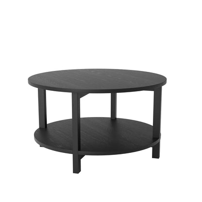 Westbrook Black Coffee Table - Stylish Design with Shelf & Matte Grain Finish