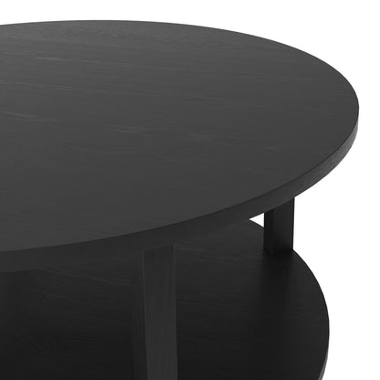 Westbrook Black Coffee Table - Stylish Design with Shelf & Matte Grain Finish
