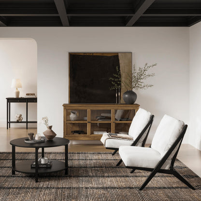 Westbrook Black Coffee Table - Stylish Design with Shelf & Matte Grain Finish