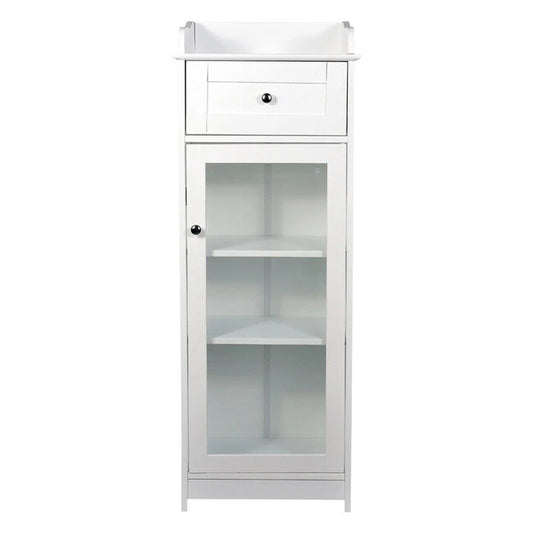 Alaska White Glass Bathroom Cabinet - Classic Design with Spacious Storage