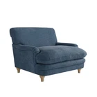 Plumpton Chair Denim Blue Coloured Chenille fabric With Oak Wooden Legs - Image 5