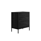 Hoxton Black 3 Drawer Chest with Matt Black Frame & Wood Effect Finish - Image 2
