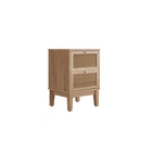 Bordeaux Rattan Bedside Cabinet - Boho Charm with Luxe Gold Accents - Image 2