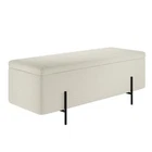 Lola Ivory Boucle Storage Ottoman - Cushioned Seat with Matte Black Legs - Image 2