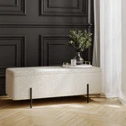 Lola Ivory Boucle Storage Ottoman - Cushioned Seat with Matte Black Legs - Image 7