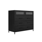 Edison Matte Black Chest - Industrial Style with Reeded Glass & Metal Frame - Image 2