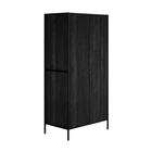 Hoxton Black 2 Door Wardrobe - Matte Black Frame & Wood Effect Finish (2 Packs) - Image 2