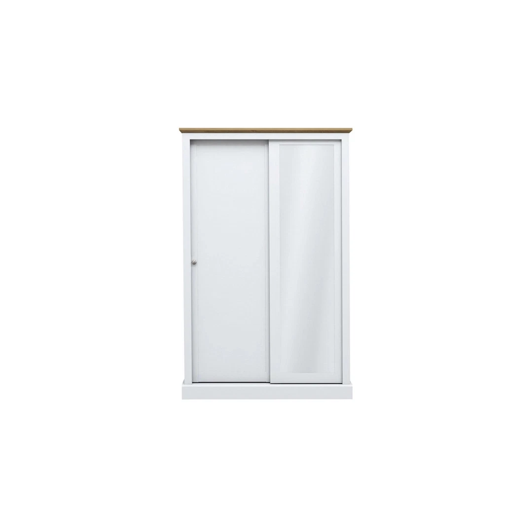 Devon White 2-Door Sliding Wardrobe - Timeless Elegance with Space-Saving Design