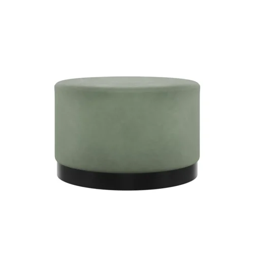 Lara Sage Velvet Pouffe - Large Multipurpose Design with Matte Black Base
