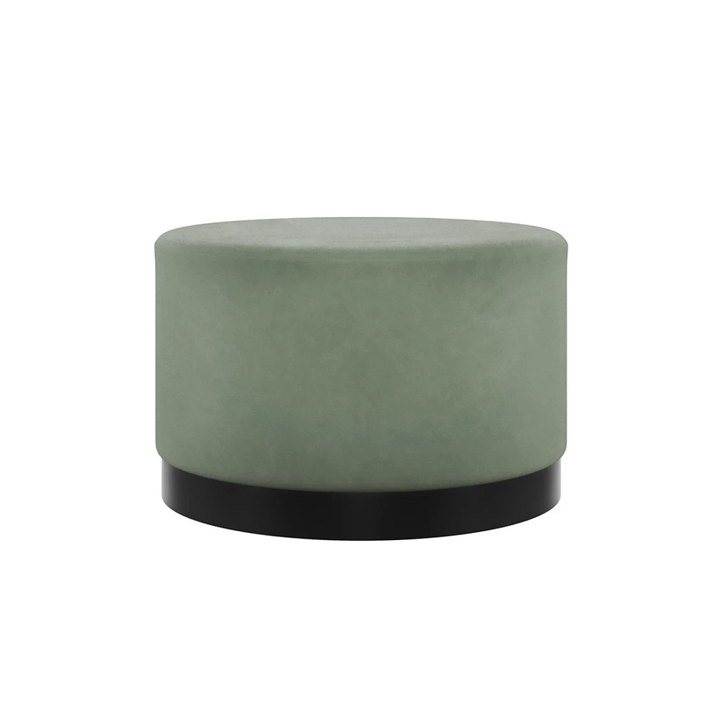 Lara Sage Velvet Pouffe - Large Multipurpose Design with Matte Black Base