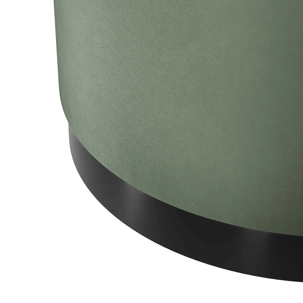 Lara Sage Velvet Pouffe - Large Multipurpose Design with Matte Black Base - Image 2