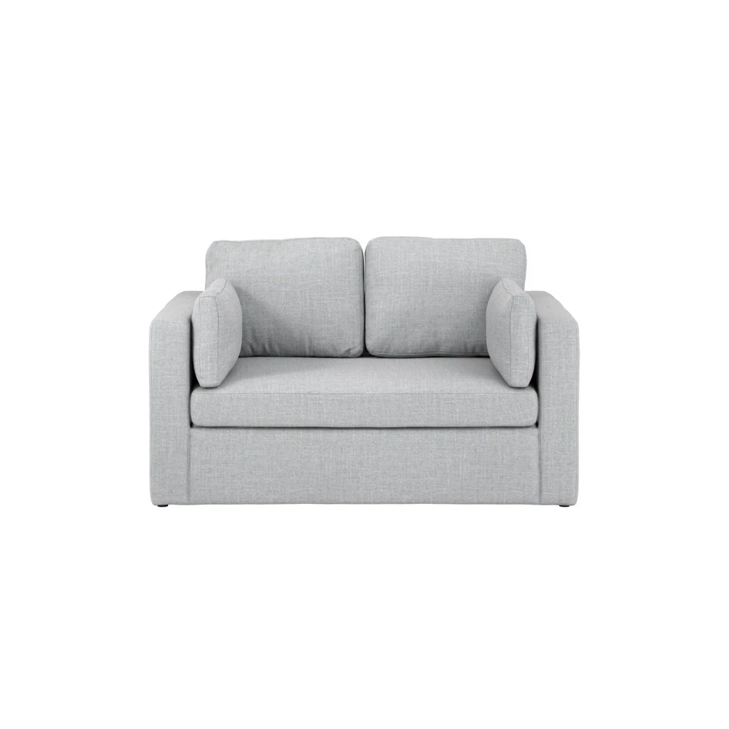 Newport Light Grey 2 Seater Sofa - Linen-Blend Upholstery with Scatter Cushions