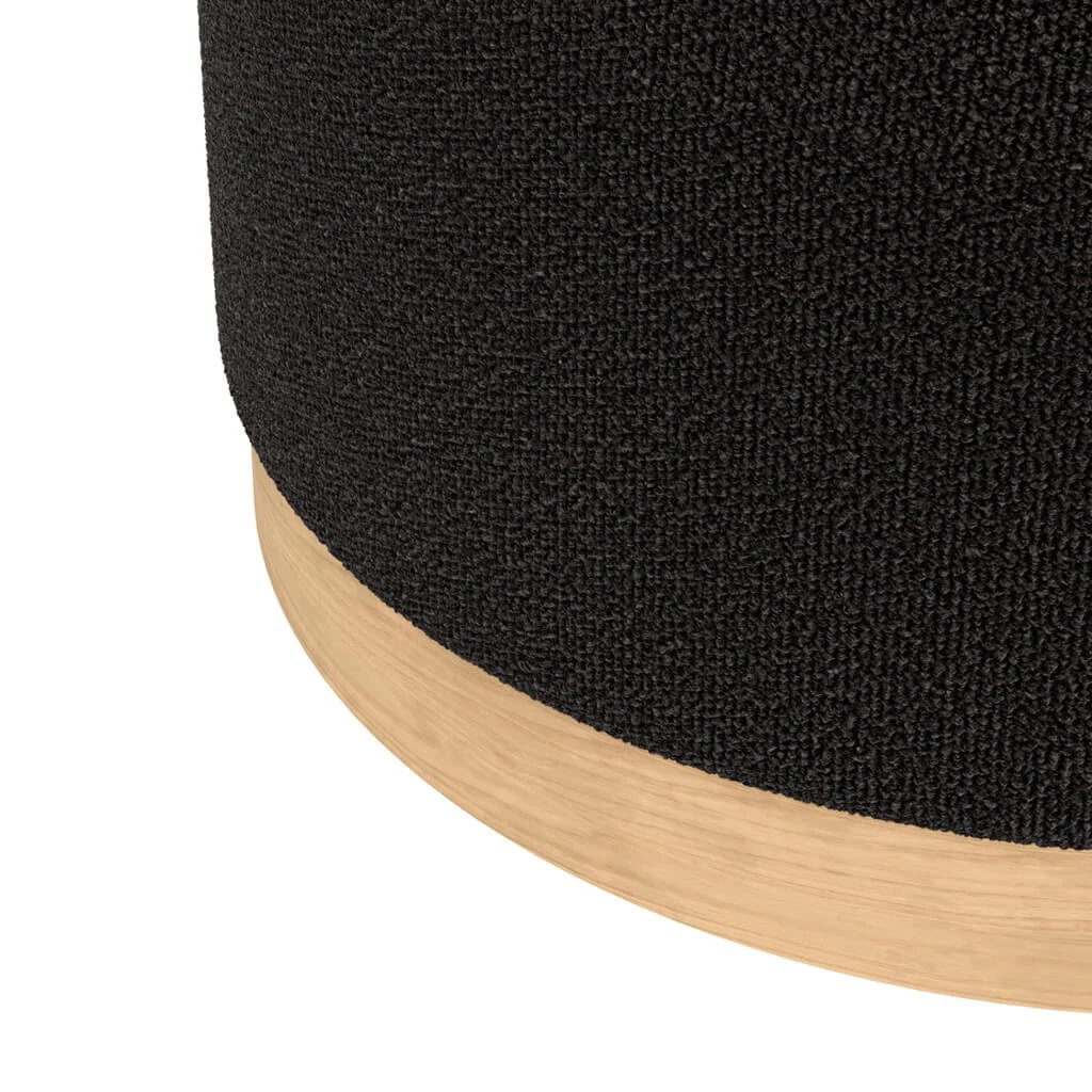 Lara Black Boucle Pouffe - Large Multipurpose Design with Blonde Oak Base - Image 2