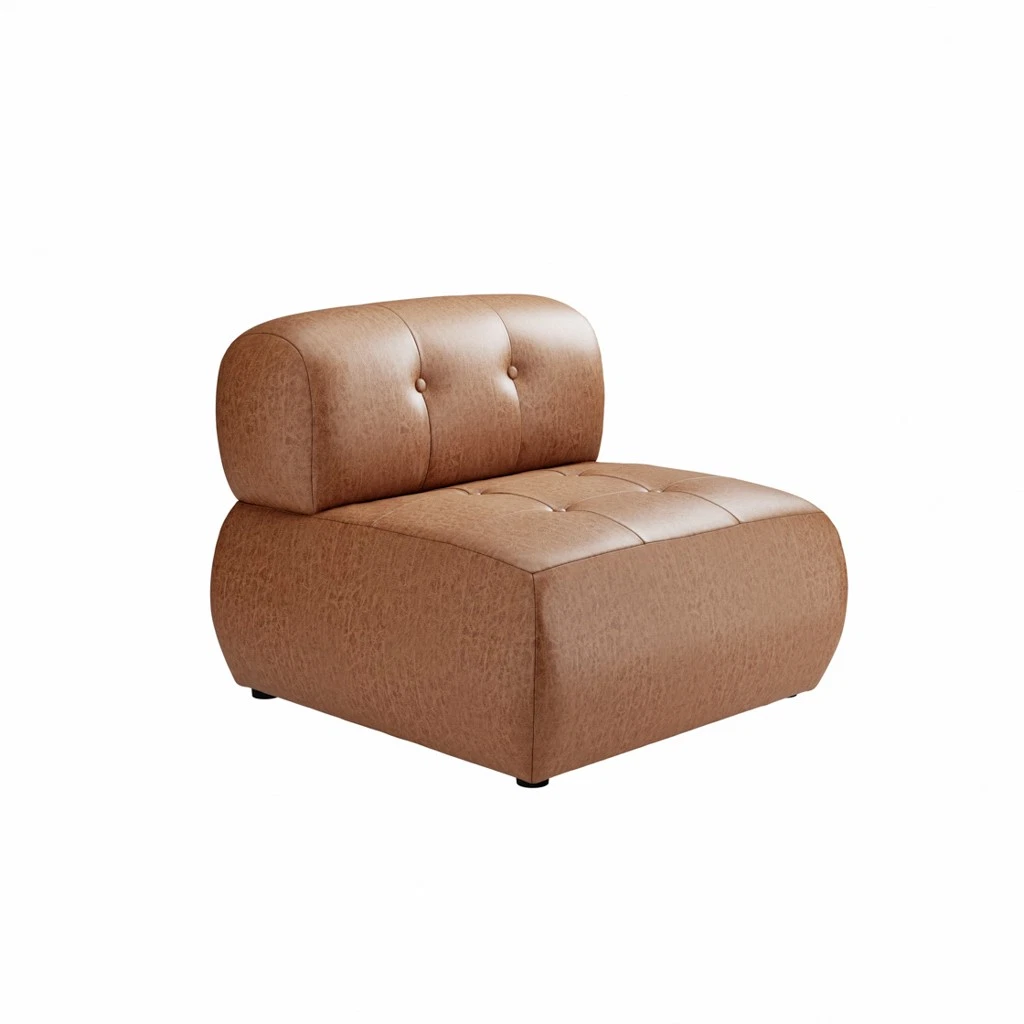 Reese Accent Chair Tan Coloured fabric With Black Wooden Legs - Image 2