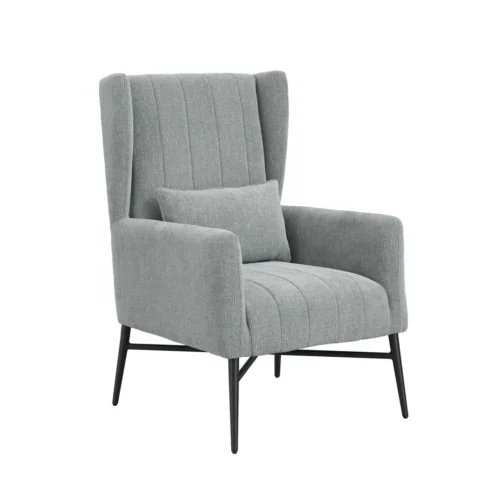 Henley Seafoam Tweed Accent Chair High Back Black Frame
