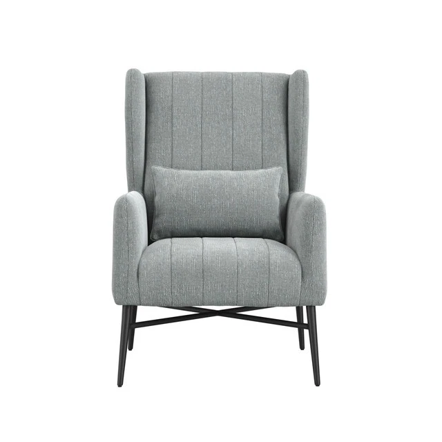 Henley Seafoam Tweed Accent Chair High Back Black Frame - Image 2