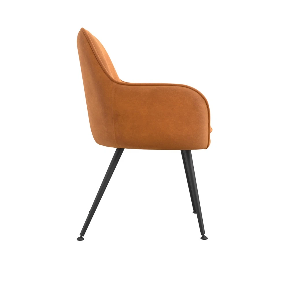 Tara Dining Chair In Burnt Rust Colour Velvet Fabric With Metal Legs Set of 2 - Image 3